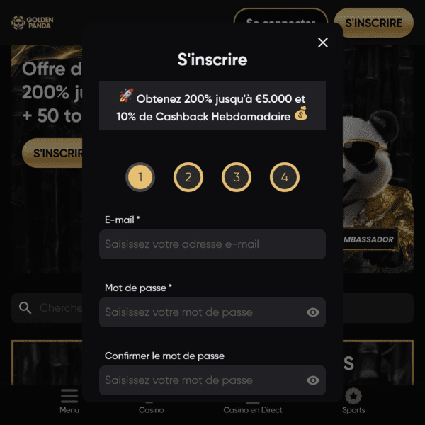 Golden Panda Casino Registrierung